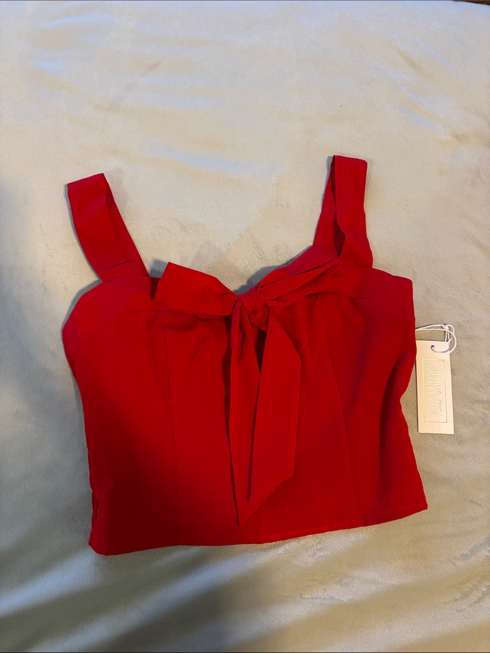 Sienna Sky Red Tie-Front Cropped Tank